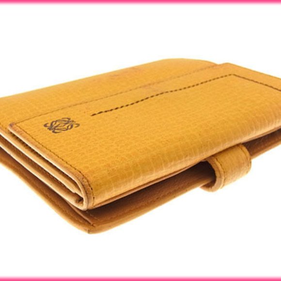 Authentic Loewe Wallet Purse Monogram Mini Agenda Yellow Woman - Picture 4 of 5